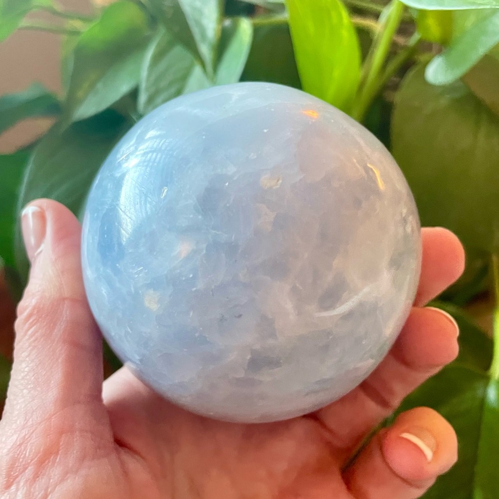 💙Huge Blue Calcite Crystal Sphere💙 ~approx 3”